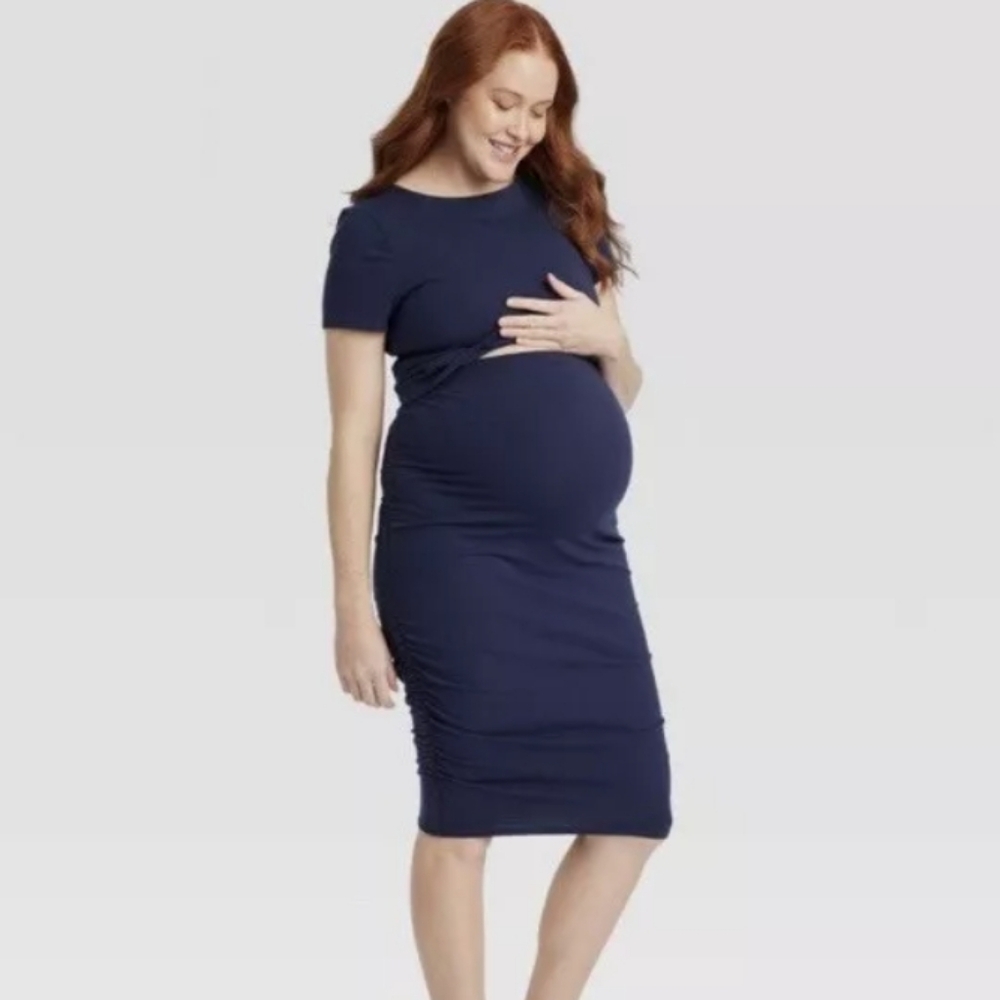 Isabel Maternity Ruched Midi‎ Skirt